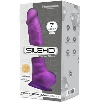 Embalagem de dildo de silicone roxo de 7 polegadas da marca Silexd
