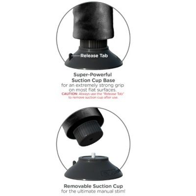 Base com ventosa de sucção preta e texto explicativo em inglês