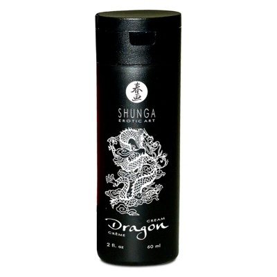 Frasco preto de creme Shunga Dragon com desenho de dragão branco