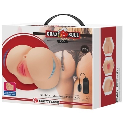 Embalagem do produto Crazy Bull Kyle réplica anatómica de tom claro com controlos remotos pretos