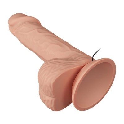 Dildo realista rosa claro com base ampla em fundo branco