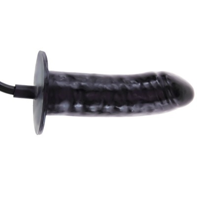 Dildo vibrador preto texturizado com cabo