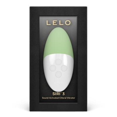 Vibrador clitoriano LELO SIRI 3 verde e branco na caixa preta