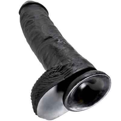 Dildo preto com textura realista e ventosa na base