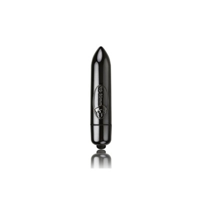 Vibrador bullet preto brilhante com texto '5 Function' e 'Waterproof'