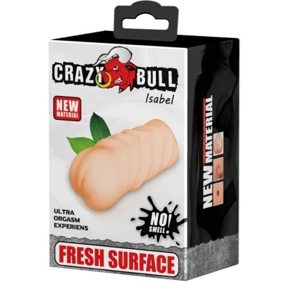 Embalagem do produto sexual CRAZY BULL Isabel em fundo branco e preto