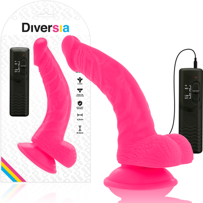 Vibrador cor-de-rosa com base ventosa e comando remoto preto na embalagem