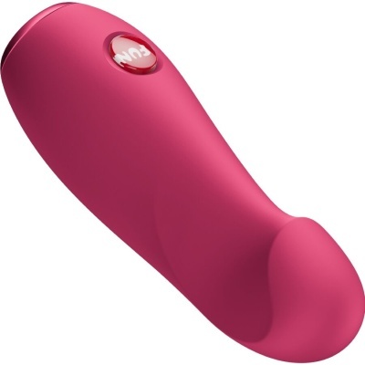 Vibrador cor-de-rosa de silicone com botão vermelho