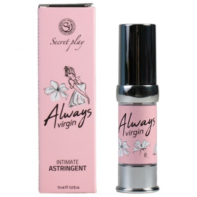 Produto íntimo adstringente Always Virgin em embalagem rosa com texto preto.
