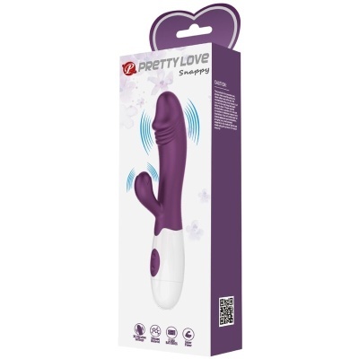 Embalagem de vibrador Pretty Love Snappy roxo e branco