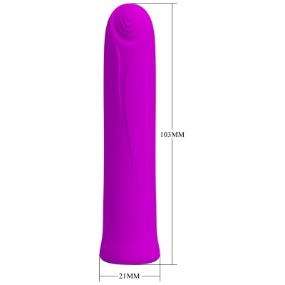 Produto cilíndrico roxo com dimensões 103MM por 21MM sobre fundo branco