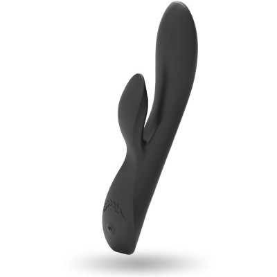 Vibrador duplo preto em silicone com botão power