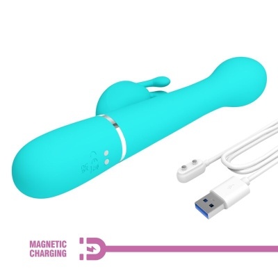 Vibrador azul turquesa com cabo USB para carregamento magnético