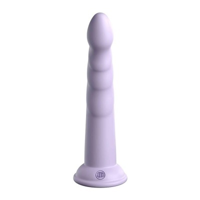 Dildo de silicone lavanda com base e logotipo circular
