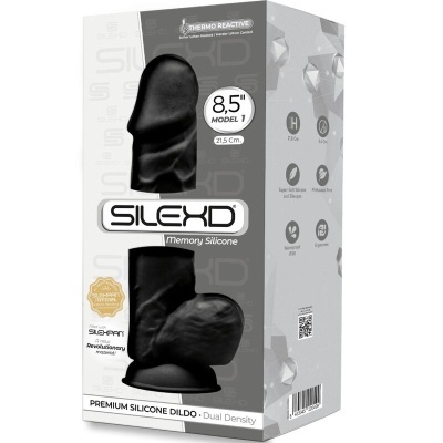 Embalagem de dildo em silicone preto, modelo 8,5