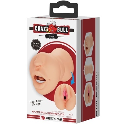 Embalagem do produto Crazy Bull Zoey com imagens da réplica em tons de pele
