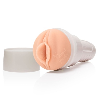 Masturbador masculino realista com tampa branca em fundo branco