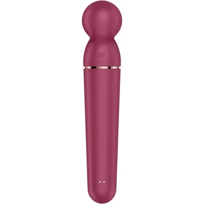 Massageador pessoal rosa escuro em silicone com cabeça arredondada e inscrição SF