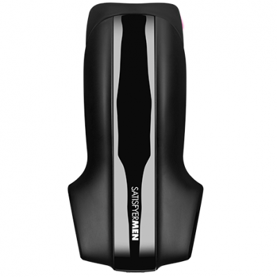 Dispositivo preto SATISFYER MEN com formato anatómico e superfície brilhante