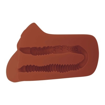 Molde de silicone vermelho com cavidades em forma de lagartas/texturas segmentadas