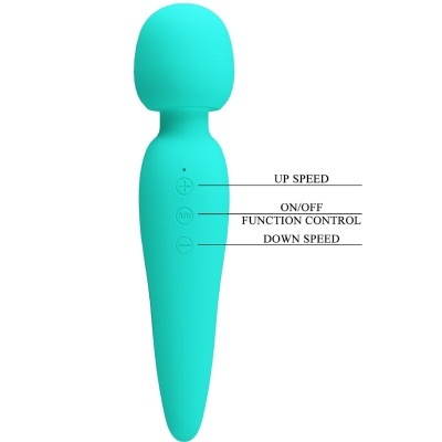 Massageador vibratório azul turquesa com controlo de velocidade