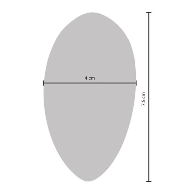 Forma oval cinzenta com dimensões indicadas