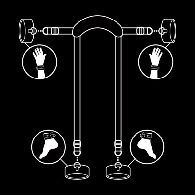 Diagrama de pulseira ajustável para pulsos e tornozelos em fundo preto
