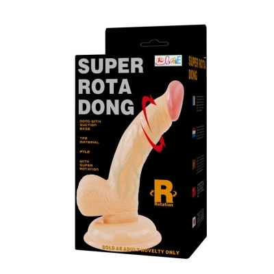 Embalagem preta com dildo realista e texto SUPER ROTA DONG