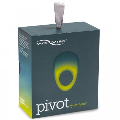 Embalagem de produto We-Vibe Pivot com anel vibrador amarelo e verde