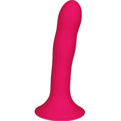 Vibrador rosa com base larga e formato retorcido