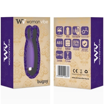 Embalagem produto Woman Vibe bugsy vibrador roxo textura exterior