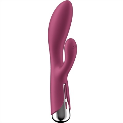 Vibrador duplo rosa escuro com base metálica prateada