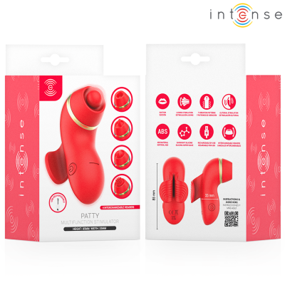 Embalagem de estimulador multifuncional vermelho Intense PATTY com cabeças intercambiáveis