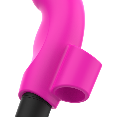 Parte de vibrador rosa com base preta em fundo branco