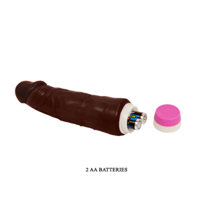 Vibrador castanho com pilhas AA e tampa cor-de-rosa