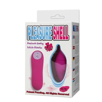 Embalagem de produto sexual PLEASURE SHELL com controladora rosa e vibratório roxo