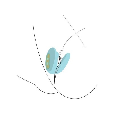 Ilustração anatómica feminina minimalista com manchas azuis e verdes