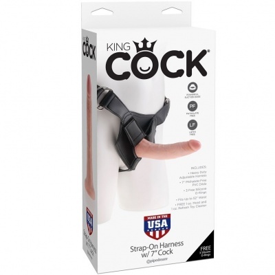 Embalagem de arnês strap-on com dildo 7 polegadas KING COCK