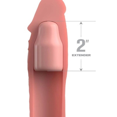 Produto extensível cor de pele com texto 2 inches extender