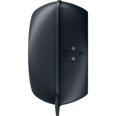 Rato de computador preto sem fios com dois botões prateados e símbolos CE e de reciclagem