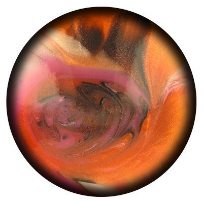 Esfera decorativa laranja com padrão ondulado colorido