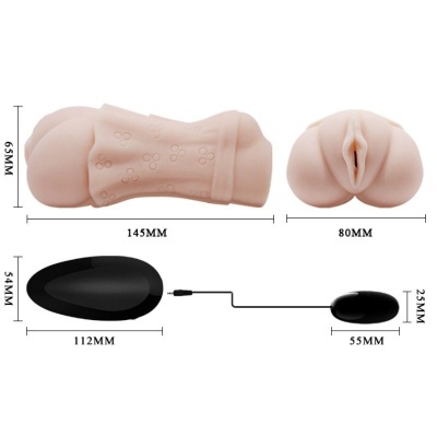Brinquedo sexual em silicone com controlo remoto e dimensões em milímetros