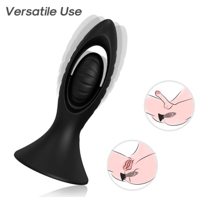 Produto de silicone preto curvo com base larga e uso versátil
