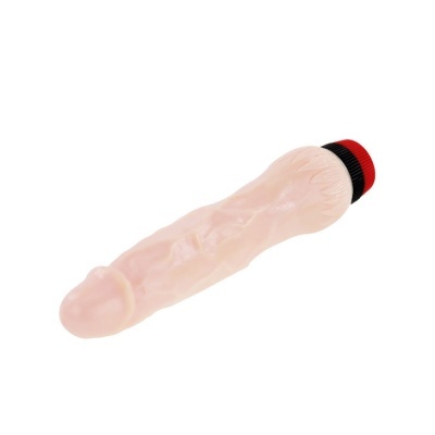 Vibrador bege claro com base preta e vermelha