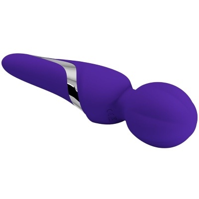 Vibrador ou massageador pessoal roxo com detalhe metálico prateado