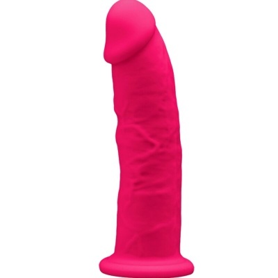 Dildo vermelho em silicone com formato realista e textura detalhada