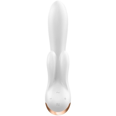 Vibrador branco com botões e detalhe dourado rose