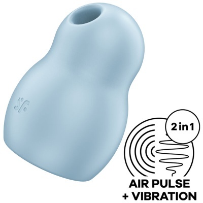 Produto azul claro em silicone com texto 2 in 1 AIR PULSE + VIBRATION