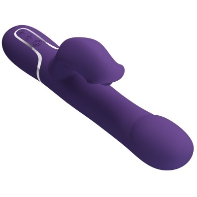 Vibrador roxo de silicone com textura lisa e apêndice para estimulação