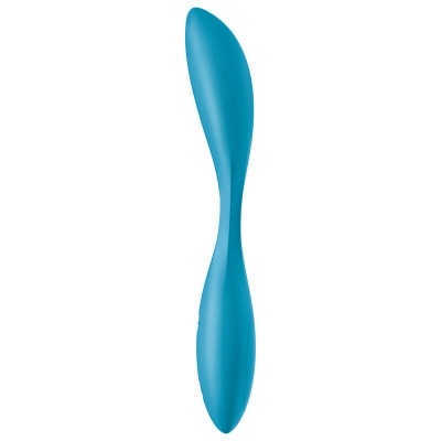 Vibrador curvo azul no fundo branco